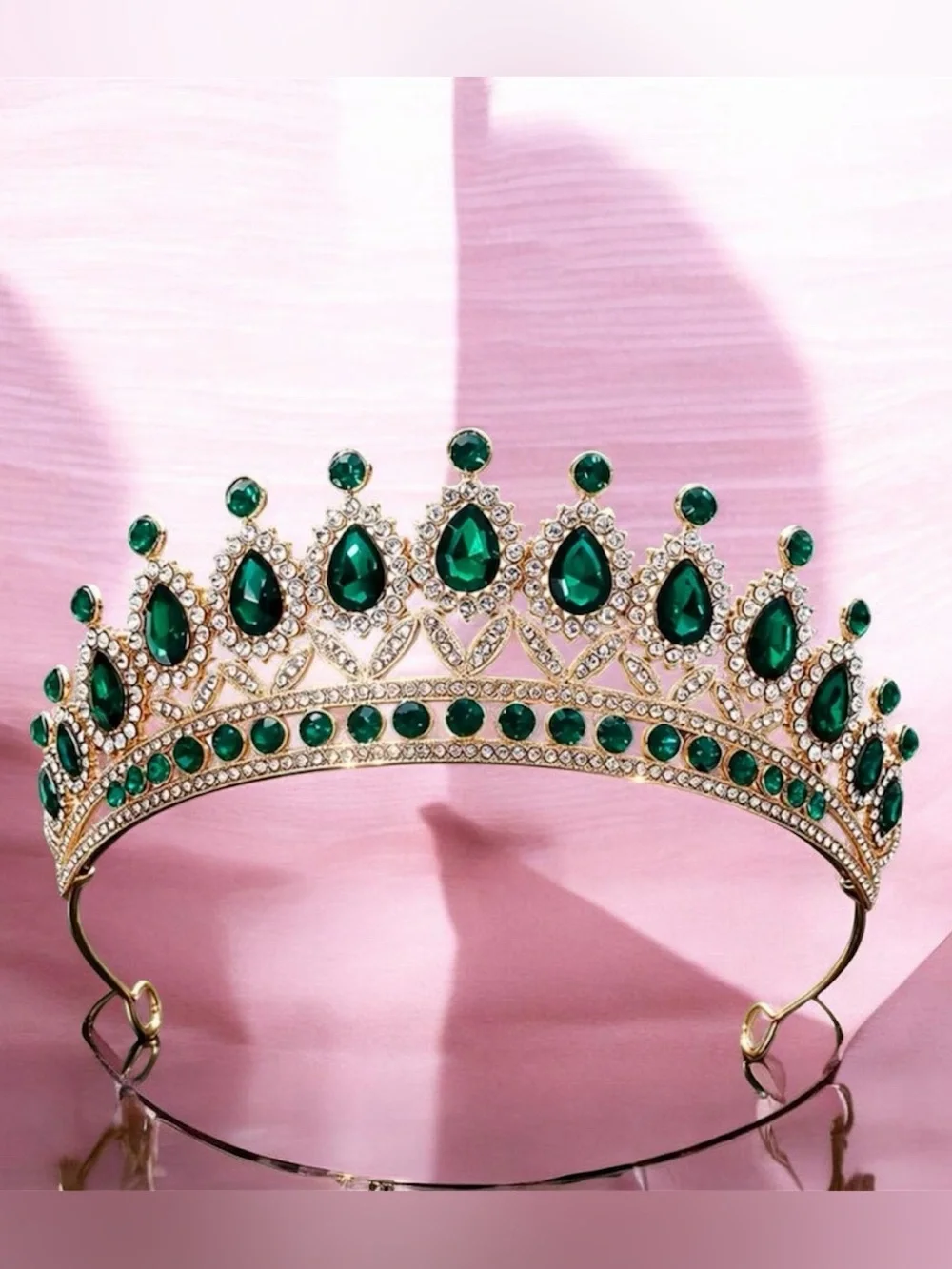 Emerald Crystal Tiara Crown - Women Accessories